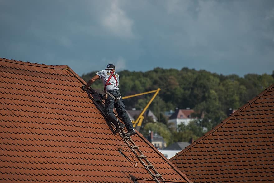 professionals repairing the roof